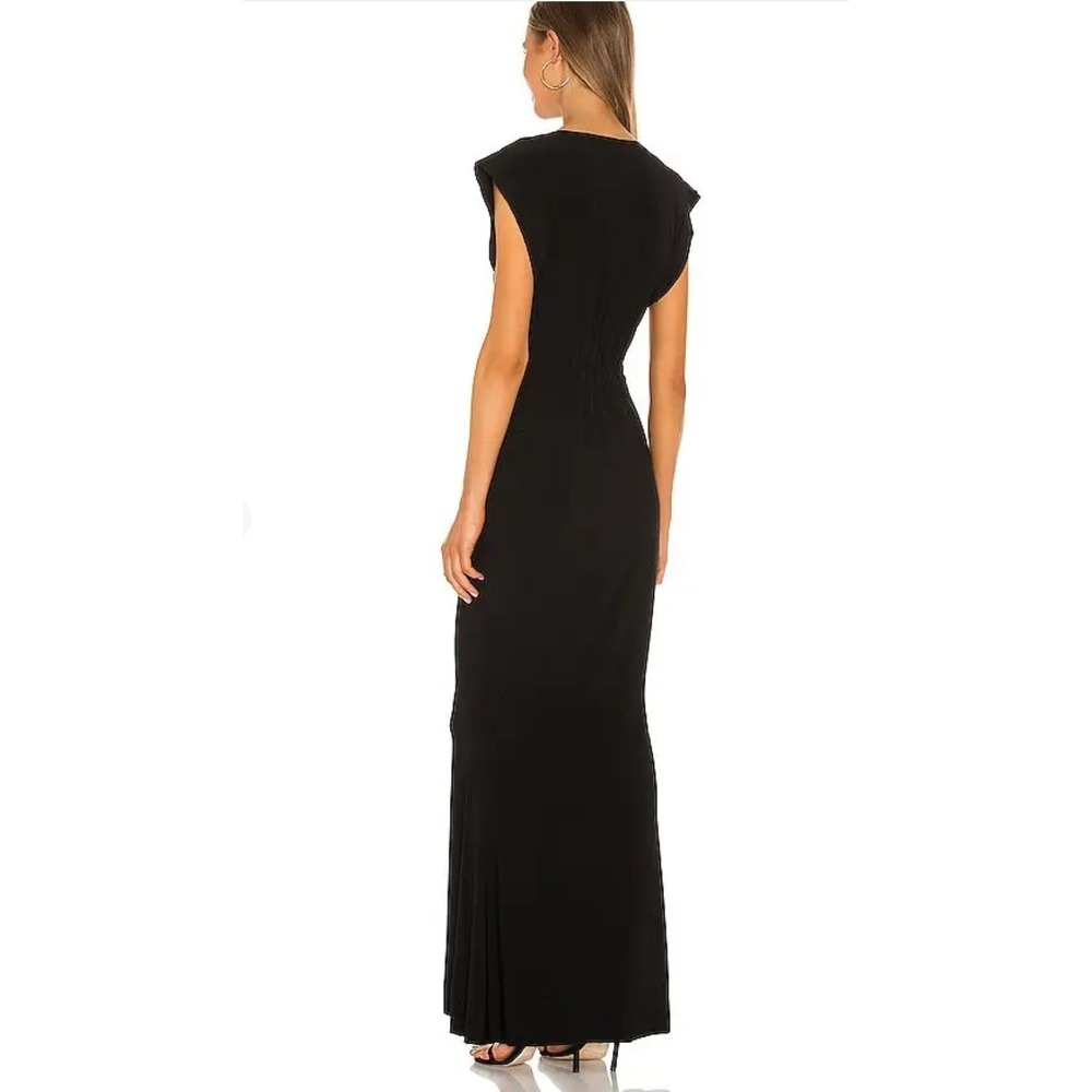 Norma Kamali V Neck Rectangle Gown Black Velvet Maxi Dress Sz XS - Picture 2 of 8